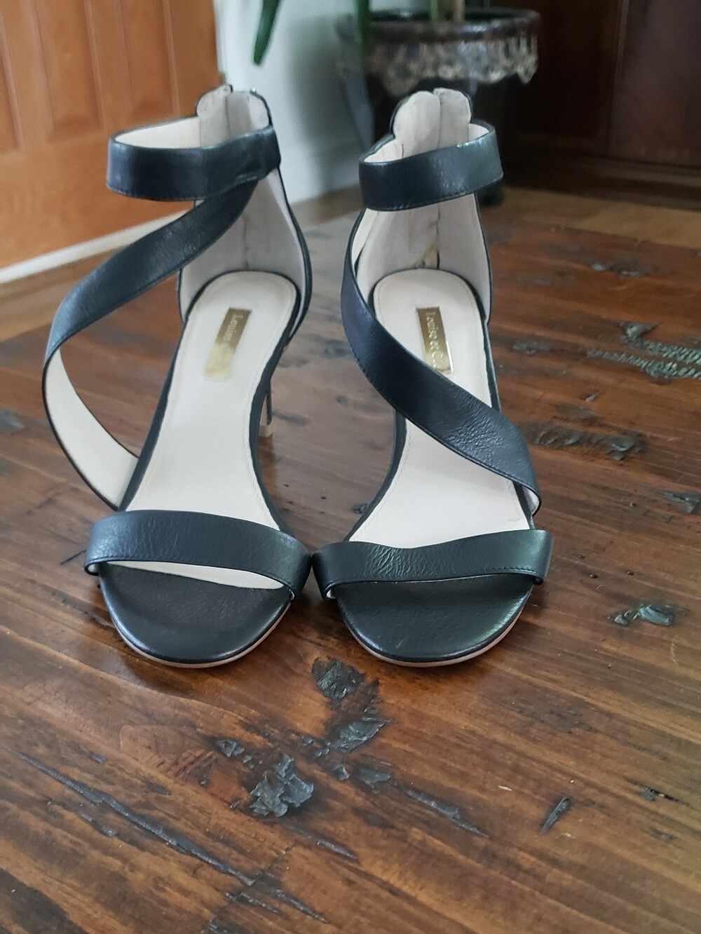 Louise et Cie Black Strappy Ankle-Heel Sandals